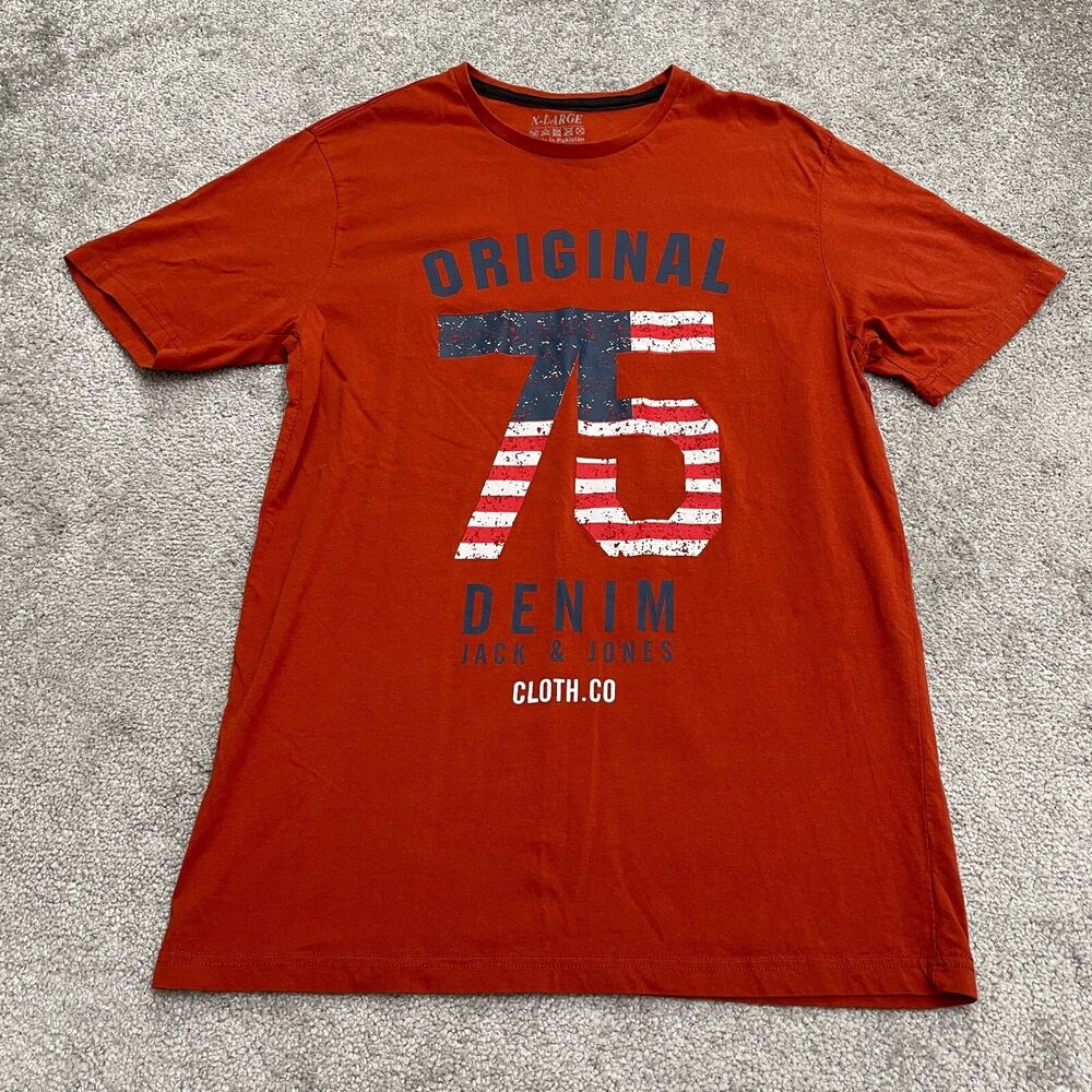 Jack & Jones Graphic T-Shirt Boys Kids XL Red Crew Neck Short Sleeve Cotton Tee